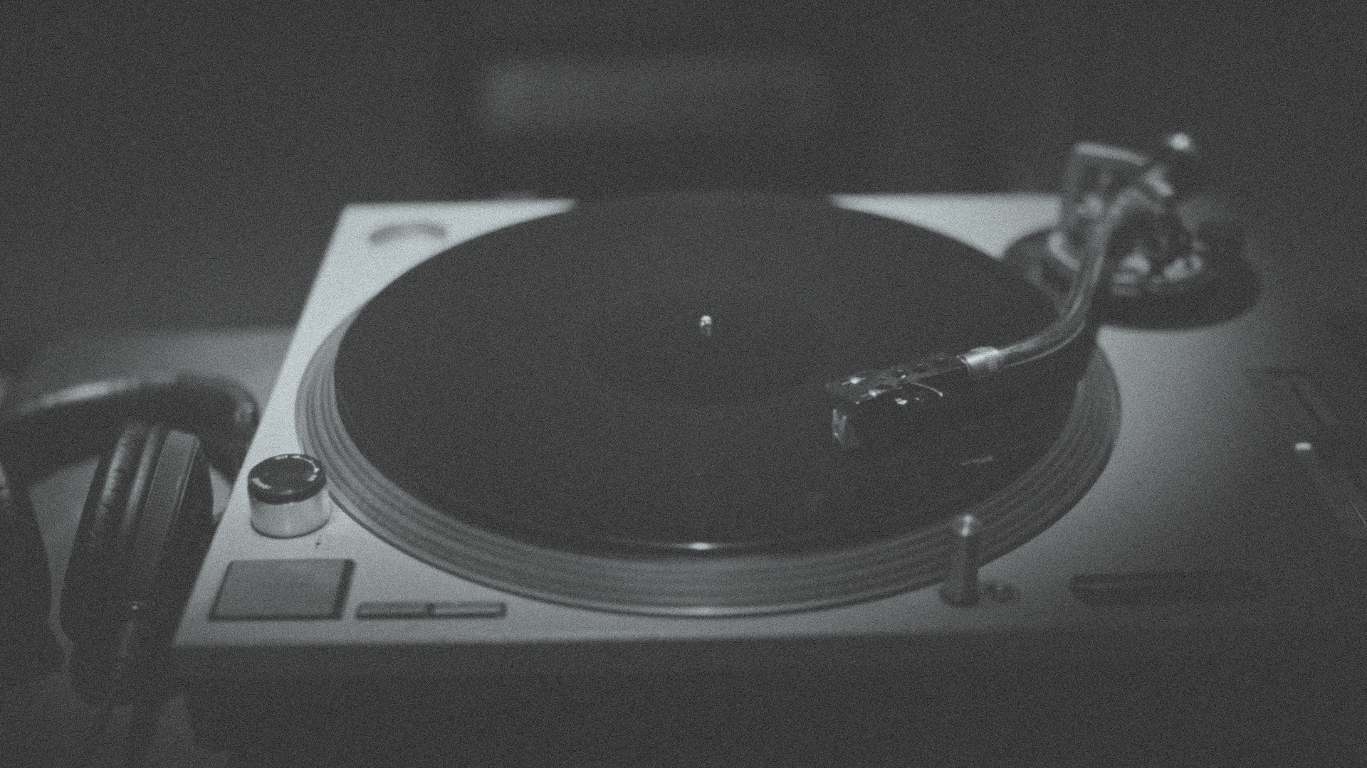 Record on a turntable.