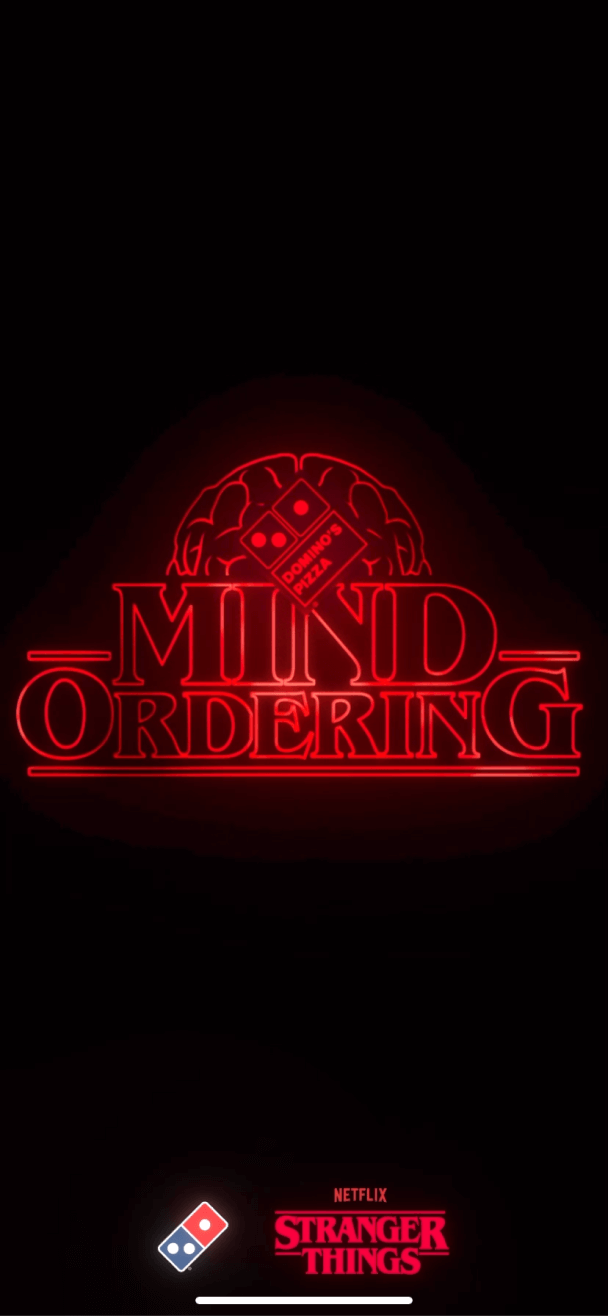 MindOrdering logo, Domino's logo and Netflix: Stranger Things logos.