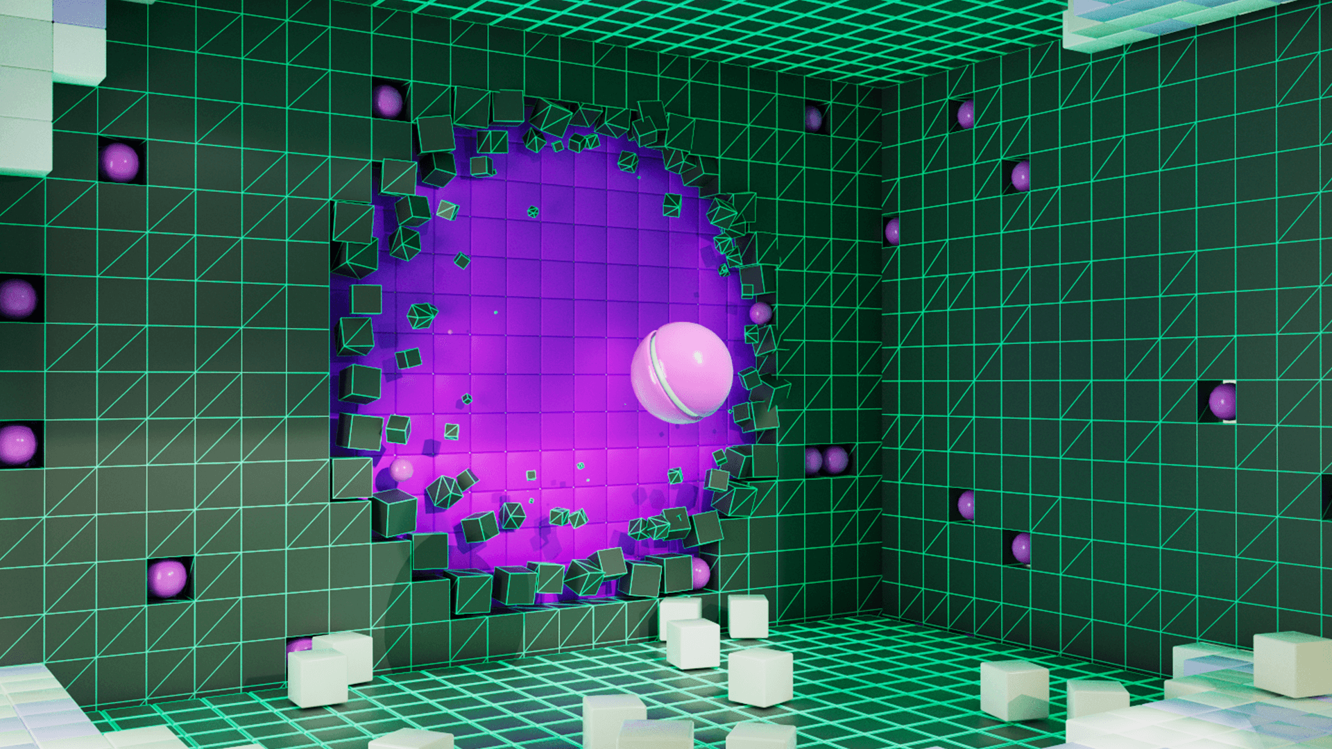 Voxel space being destroyed by a virtual ball