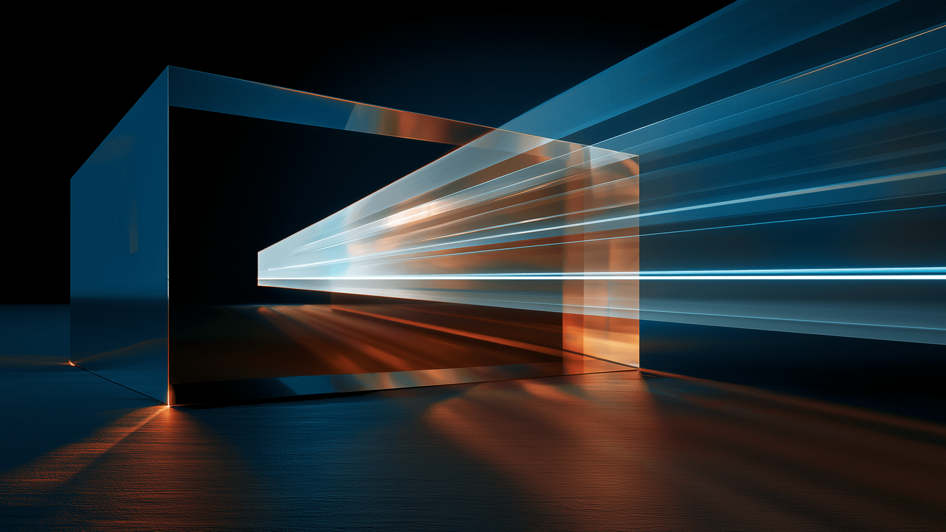 secretProject-liveData Glass rectangular prism receiving streams of light