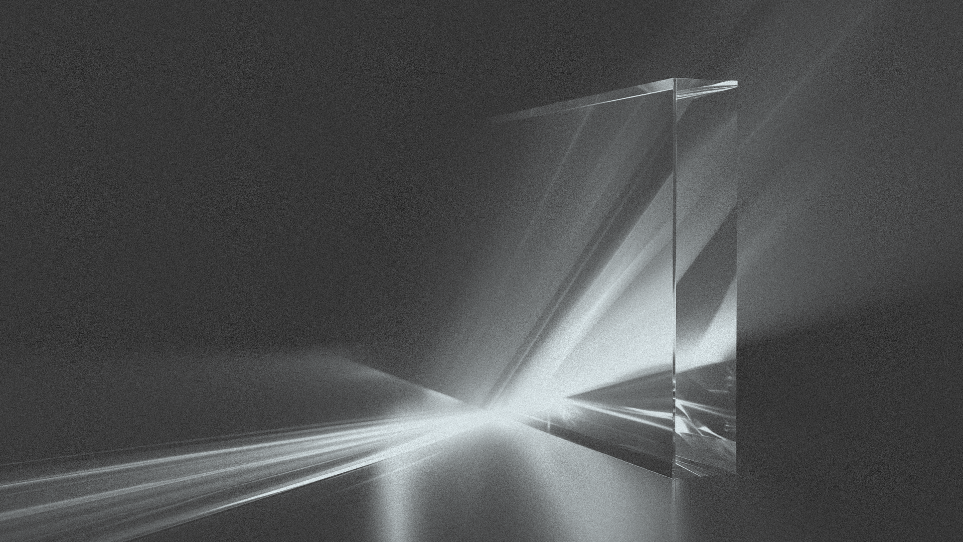 Abstract glass screen dissolving into space